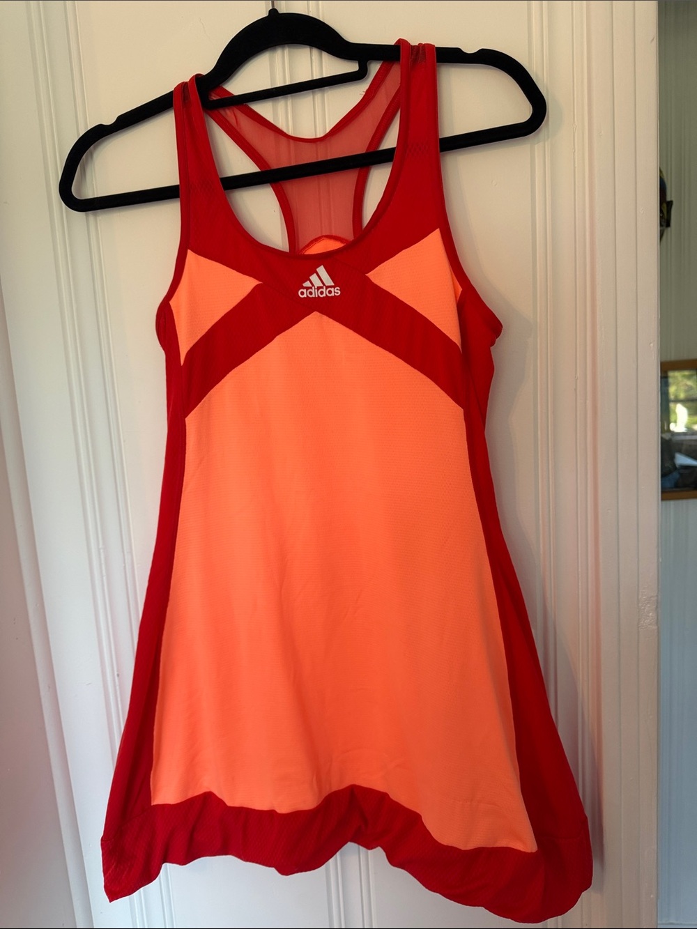 adidas tennis dress pickleball Orange and Red Racerback Athletic Tank Dress